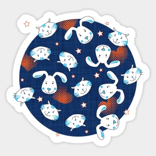 Cats ♥ dogs navy-orange Sticker